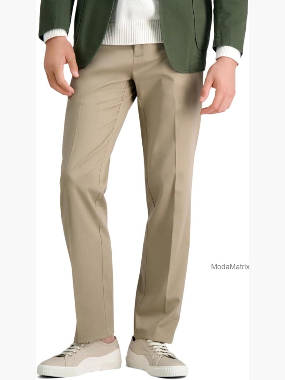 Men's Premium No Iron Khaki Straight Fit Flat Front Casual Pant 36x32